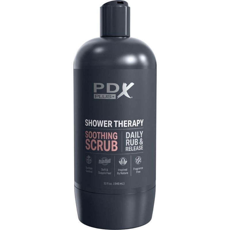 PDX PLUS - DISCREET STROKER MASTURBATOR, SHAMPOO BOTTLE TYPE, SOOTHING SCRUB, CARAMEL