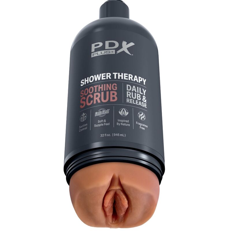 PDX PLUS - MASTURBADOR STROKER DISCRETO TIPO FRASCO DE CHAMPÔ SOOTHING SCRUB CARAMELO