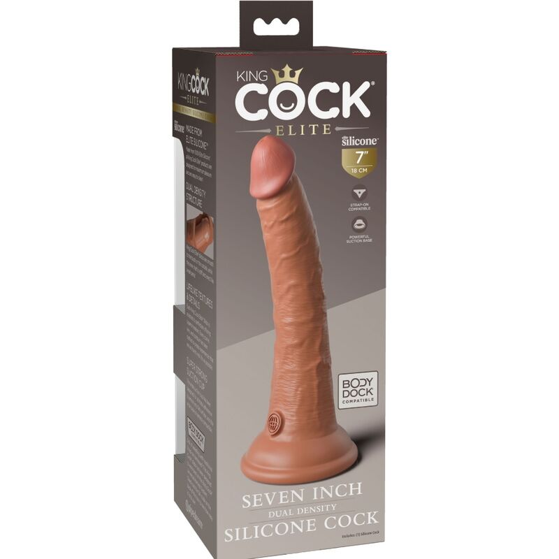 KING COCK - ÉLITE DILDO REALISTA SILICONE 17.8 CM CASTANHO