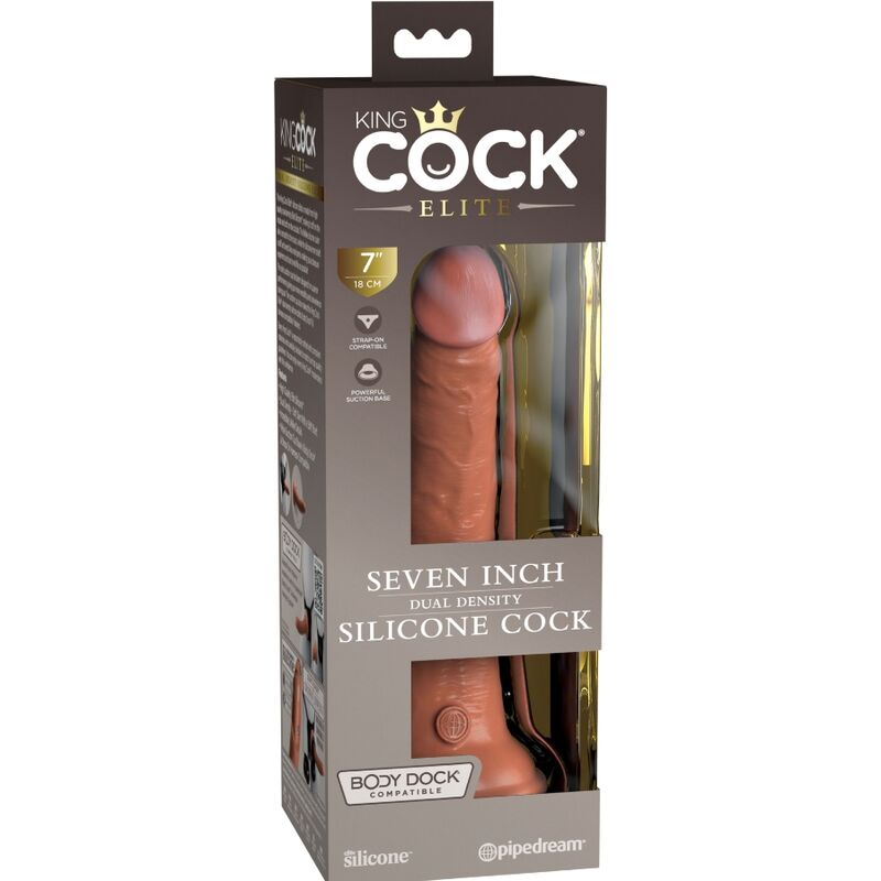 KING COCK - ÉLITE DILDO REALISTA SILICONE 17.8 CM CASTANHO