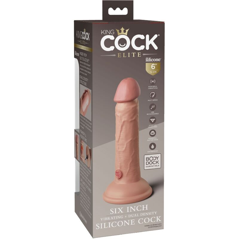 KING COCK - ÉLITE DILDO REALISTA VIBRADOR EM SILICONE 15.2 CM