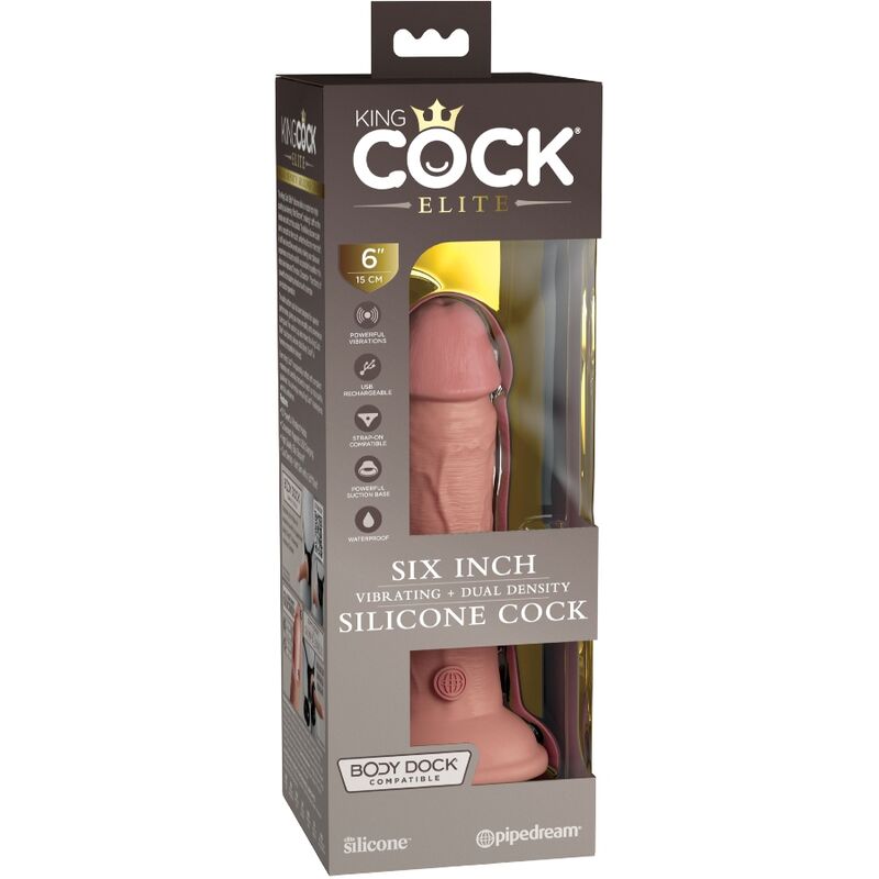 KING COCK - ÉLITE DILDO REALISTA VIBRADOR EM SILICONE 15.2 CM