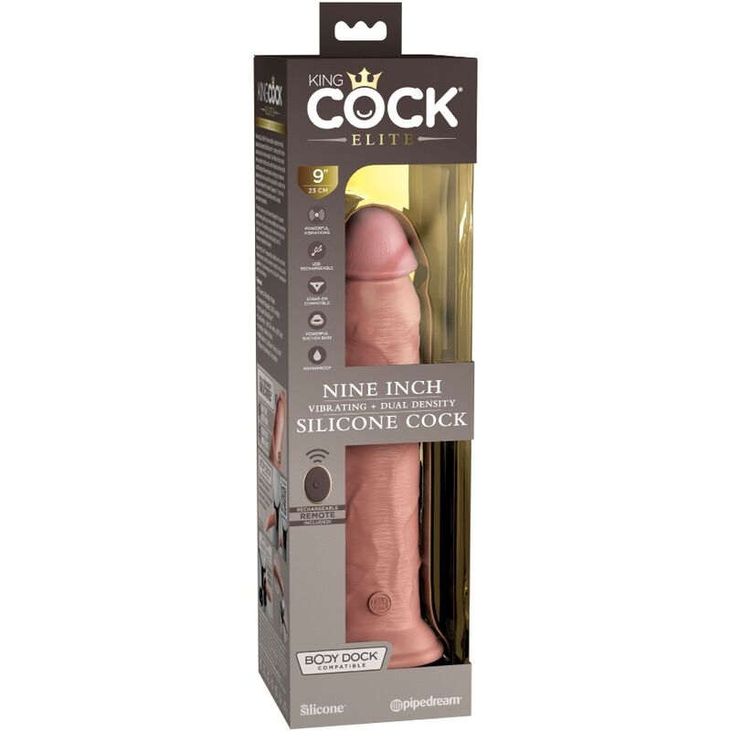 KING COCK - ÉLITE DILDO REALISTA VIBRADOR EM SILICONE COM CONTROLO REMOTO 23 CM