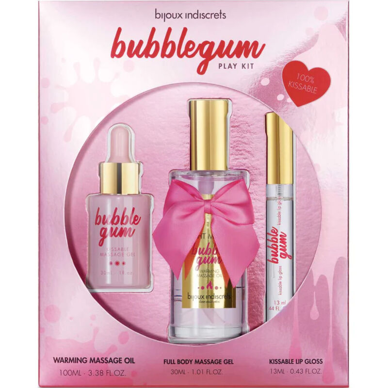 BIJOUX INDISCRETS - BUBBLEGUM PLAY KIT COM ÓLEO GEL E BRILHO LABIAL