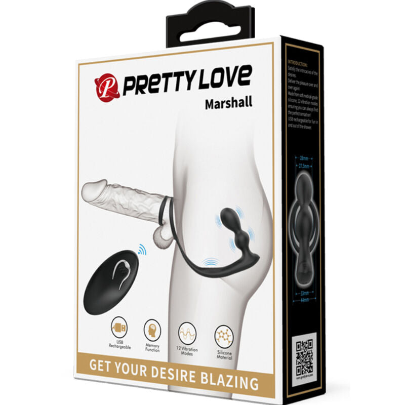 PRETTY LOVE - MARSHALL ANEL PARA PÊNIS + PLUG ANAL VIBRATÓRIO COM CONTROLO REMOTO