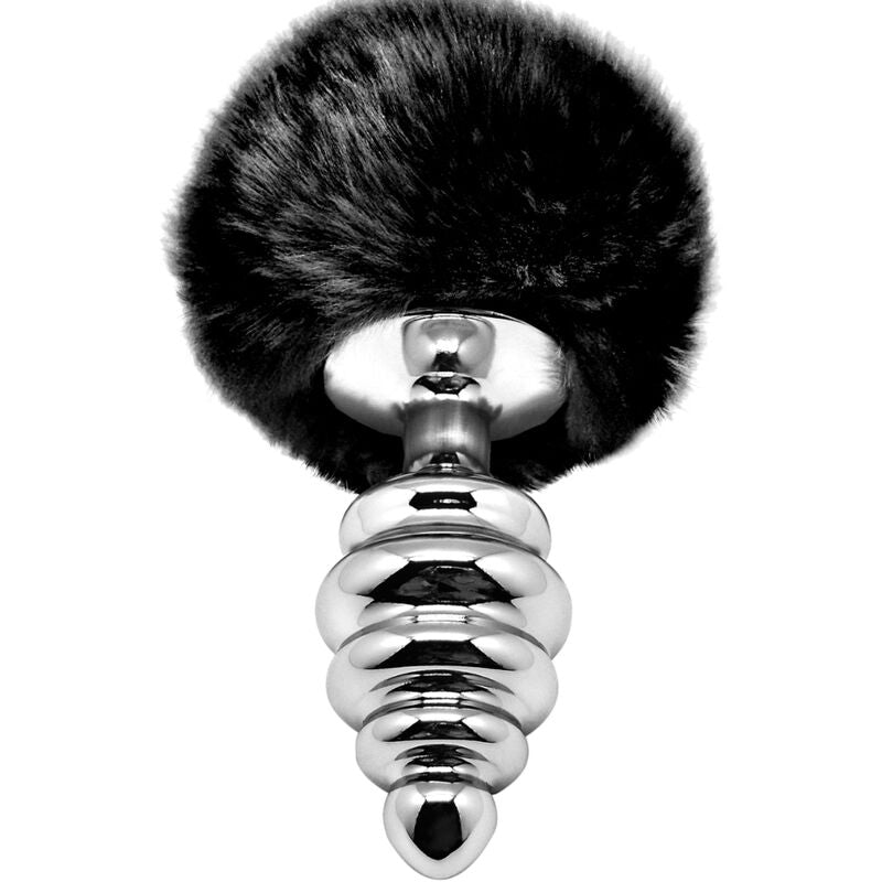 Alive - Plug De Prazer Anal Espiral Metal Fluffy Preto Tamanho M