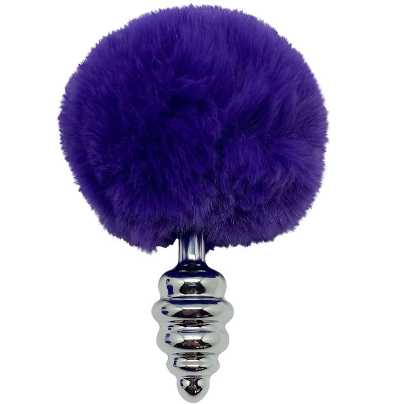 Alive - Plug De Prazer Anal Espiral Metal Fluffy Dark Violeta Tamanho L