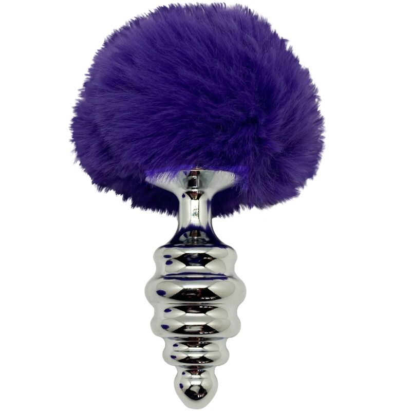 Alive - Plug De Prazer Anal Espiral Metal Fluffy Dark Violeta Tamanho L