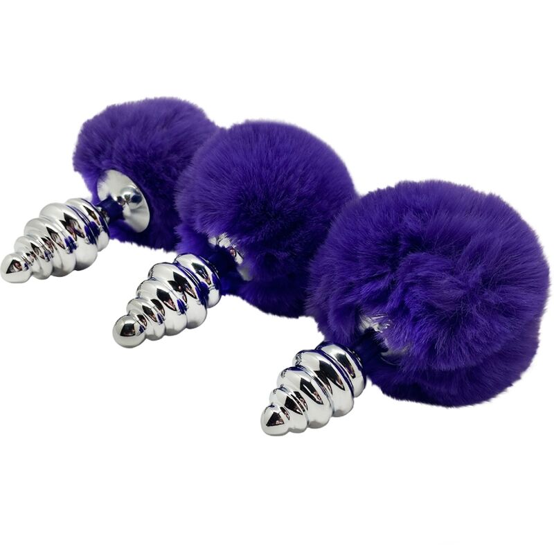 Alive - Plug De Prazer Anal Espiral Metal Fluffy Dark Violet Tamanho S