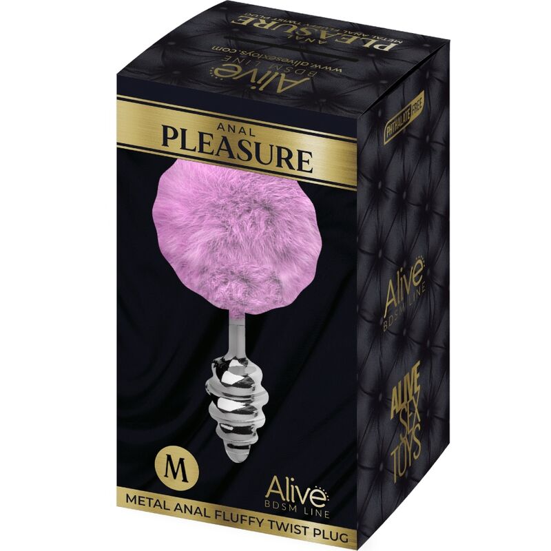 Alive - Plug Prazer Anal Espiral Metal Fluffy Violeta Tamanho M