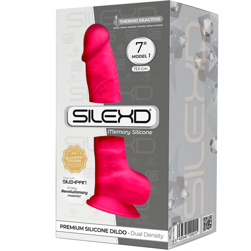 Silexd Modelo 1 Pênis Realístico Premium Silexpan Silicone Fúcsia 17.5 Cm
