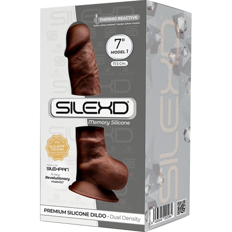 Silexd - Modelo 1 Pênis Realista Premium Silexpan Silicone Castanho 17.5 Cm