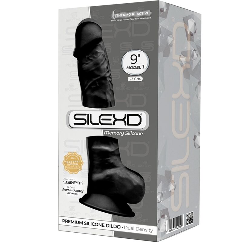 Silexd Modelo 1 Pénis Realístico Premium Silexpan Silicone Preto 23 Cm