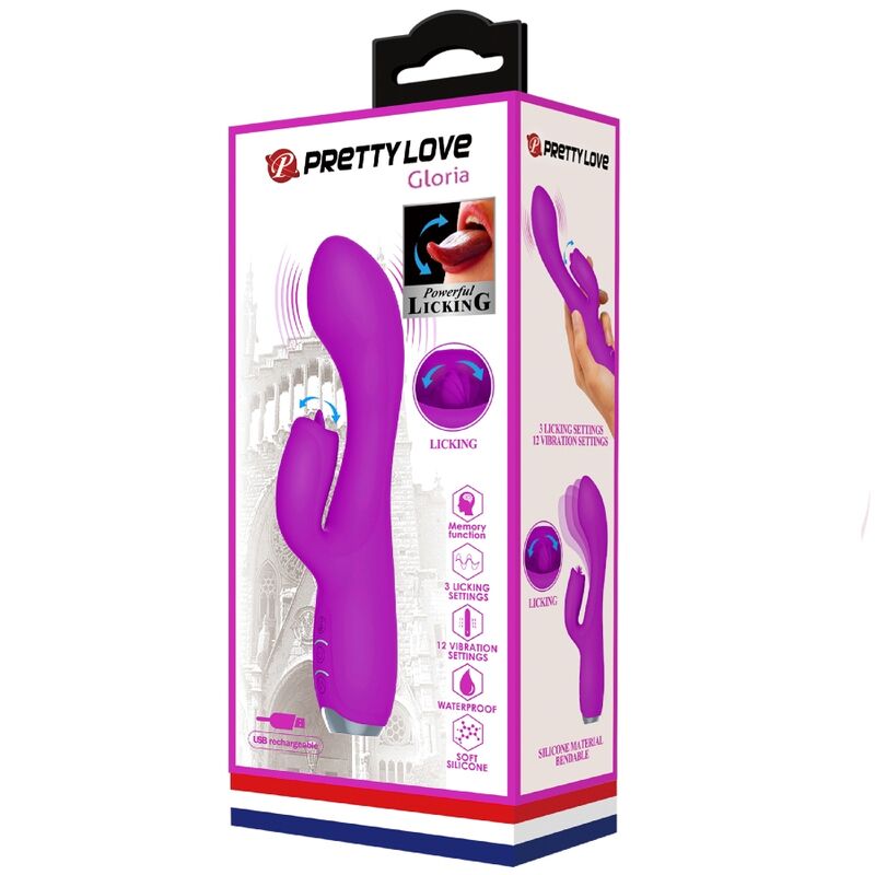 PRETTY LOVE - GLORIA VIBRADOR COELHINHO RECARREGÁVEL E IMPERMEÁVEL ROXO