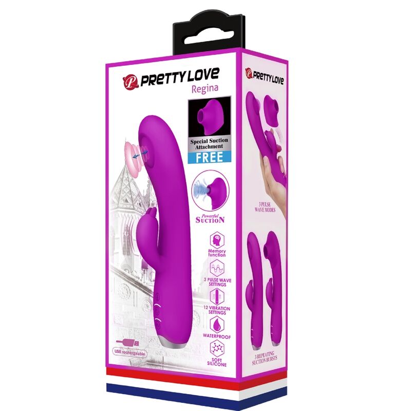 PRETTY LOVE - REGINA VIBRADOR COM ONDAS ESTIMULADORAS RECARREGÁVEL ROXO