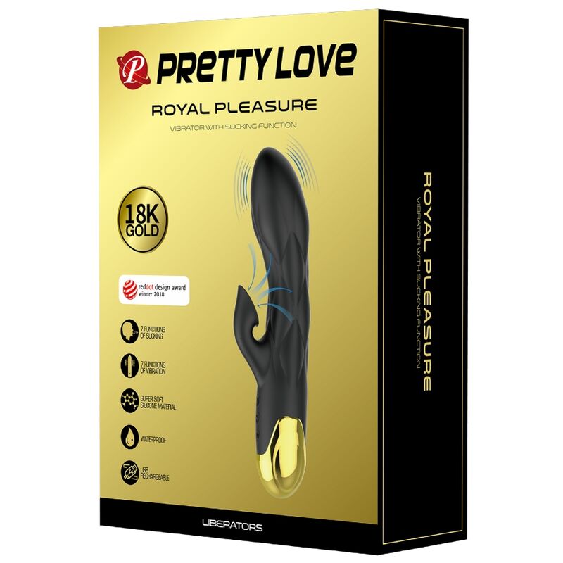 PRETTY LOVE - VIBRADOR DE LUXO BANHADO A OURO RECARREGÁVEL PRETO