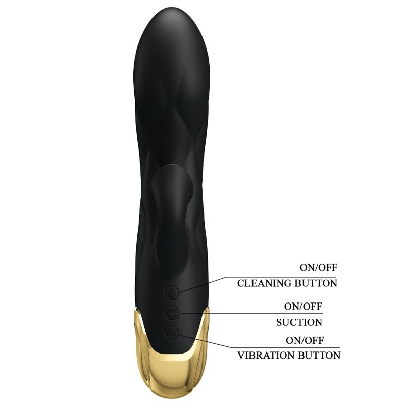 PRETTY LOVE - VIBRADOR DE LUXO BANHADO A OURO RECARREGÁVEL PRETO