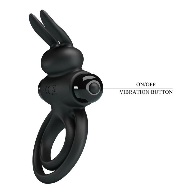 PRETTY LOVE - ANEL VIBRADOR III COM COELHO PARA PÊNIS PRETO