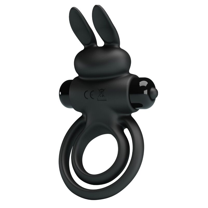 PRETTY LOVE - ANEL VIBRADOR III COM COELHO PARA PÊNIS PRETO