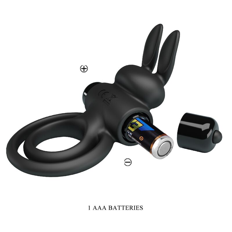 PRETTY LOVE - ANEL VIBRADOR III COM COELHO PARA PÊNIS PRETO