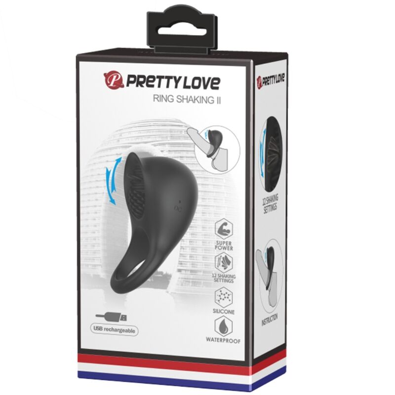 PRETTY LOVE - ANEL VIBRADOR PARA PÊNIS COM LÍNGUA PRETO