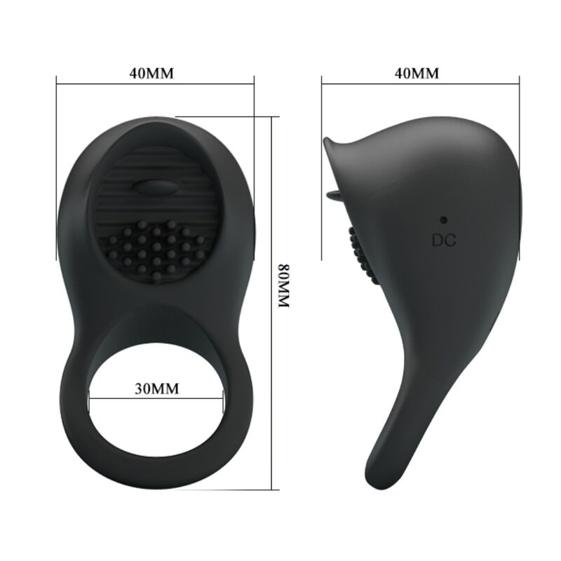 PRETTY LOVE - ANEL VIBRADOR PARA PÊNIS COM LÍNGUA PRETO