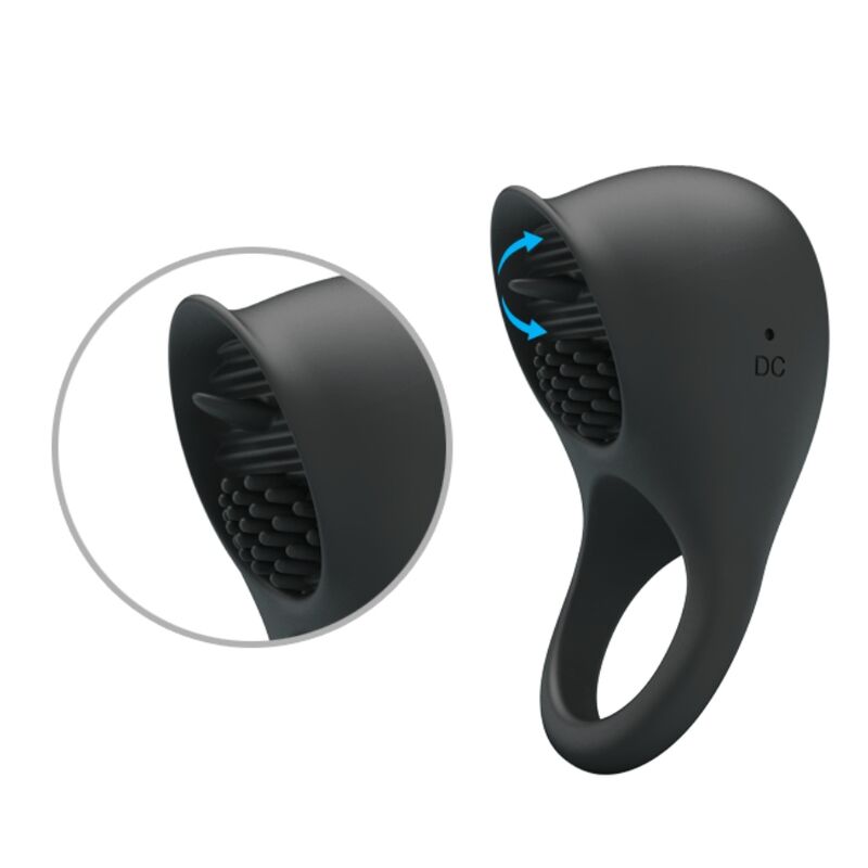 PRETTY LOVE - ANEL VIBRADOR PARA PÊNIS COM LÍNGUA PRETO