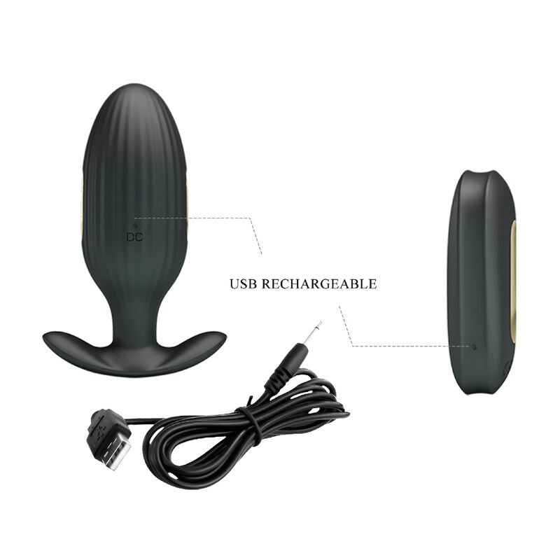 PRETTY LOVE - KELLY PLUG ANAL VIBRADOR RECARREGÁVEL PRETO