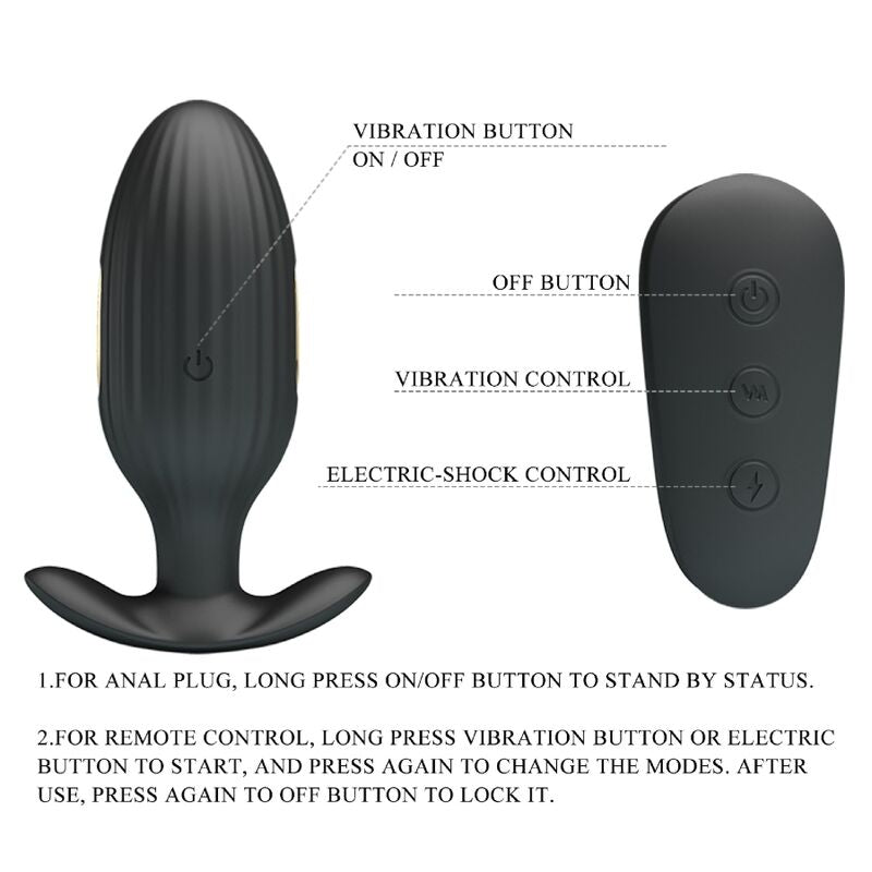 PRETTY LOVE - KELLY PLUG ANAL VIBRADOR RECARREGÁVEL PRETO