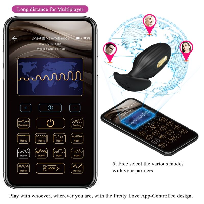 PRETTY LOVE - JEFFERSON PLUG ANAL CONTROLADO POR APP PRETO