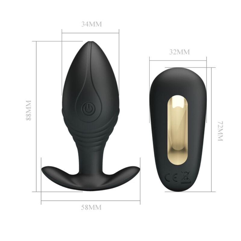 PRETTY LOVE - REGINA PLUG ANAL VIBRADOR RECARREGÁVEL PRETO