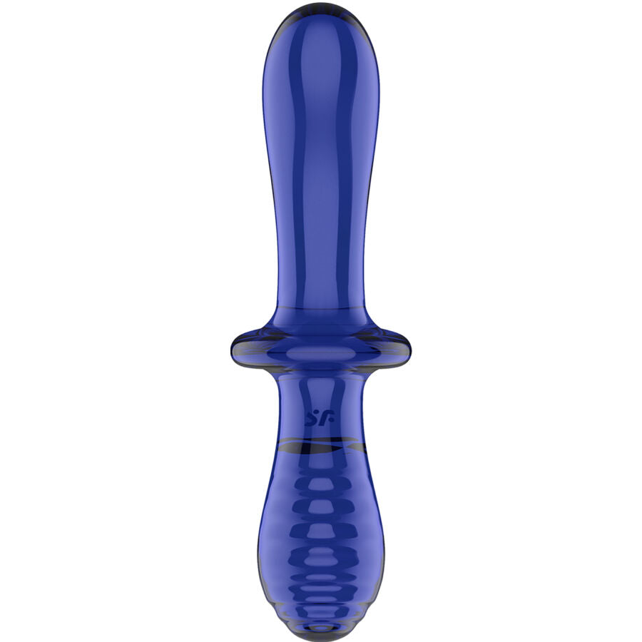 SATISFYER - DILDO DE CRISTAL DUPLO AZUL