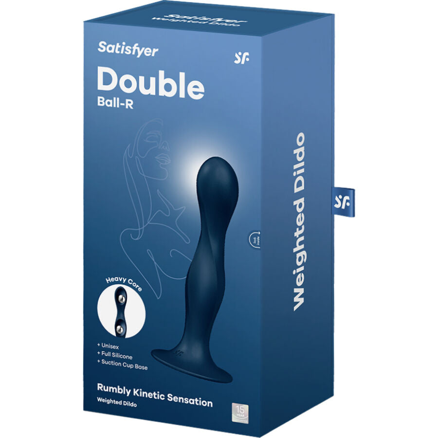 SATISFYER - DOUBLE BALL-R SILICONE DILDO WINE COLOR
