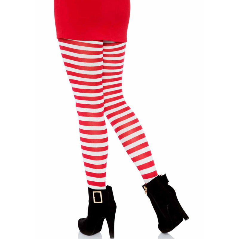 LEG AVENUE - MEIAS LISTADAS BRANCO/VERMELHO