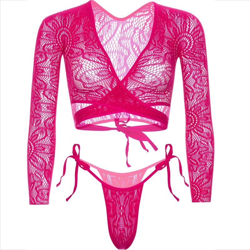 LEG AVENUE - TOP CURTO EM RENDA COM TANGA