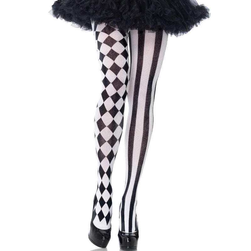 LEG AVENUE - MEIAS ARLEQUIM PRETO/BRANCO