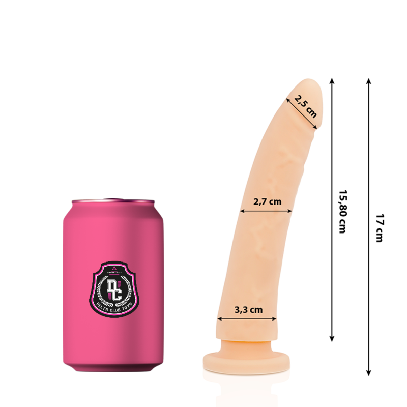 DELTA CLUB - DILDO REALISTA NATURAL EM SILICONE MÉDICO 17 CM - Ø 3 CM