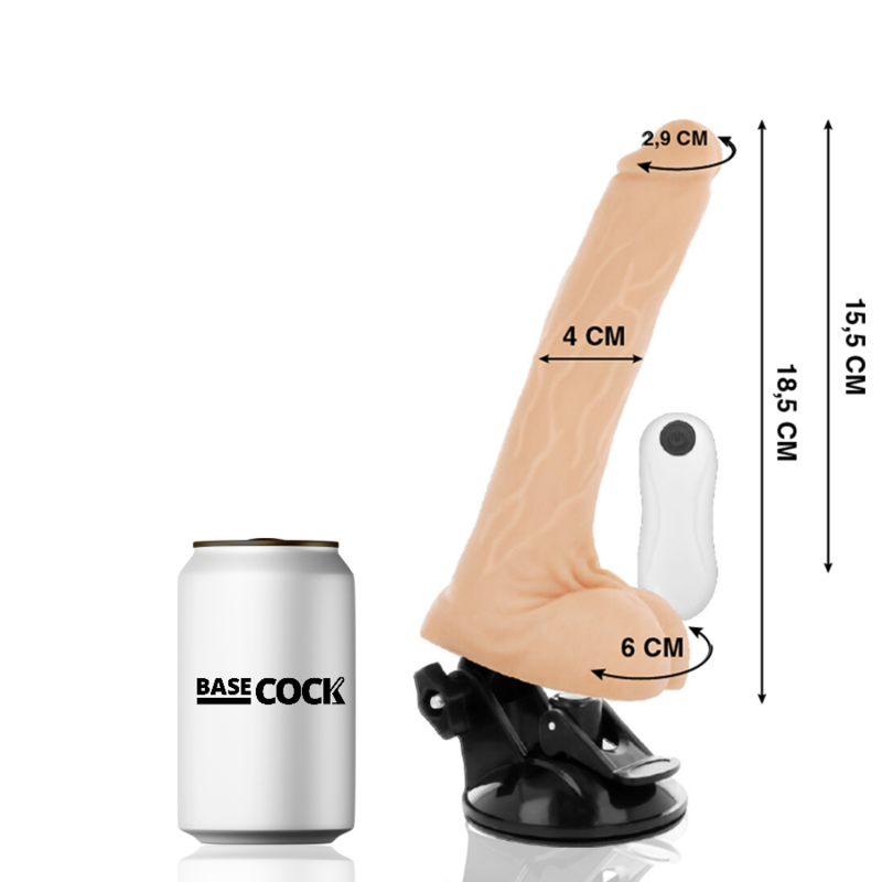 BASECOCK - REALISTIC ARTICULATED VIBRATOR WITH NATURAL REMOTE CONTROL 18.5 CM -O- 4 CM