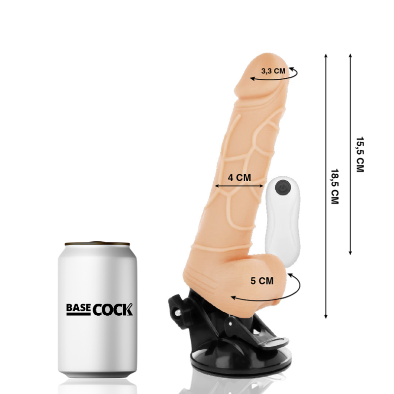 BASECOCK - REALISTIC VIBRATOR WITH NATURAL REMOTE CONTROL 18.5 CM -O- 4 CM