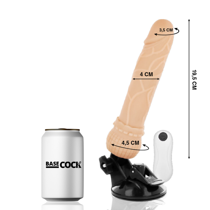 BASECOCK - VIBRADOR DE CONTROLE REMOTO REALISTA PRETO 19.5 CM -O- 4 CM