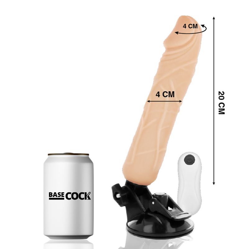 BASECOCK - VIBRADOR DE CONTROLE REMOTO REALÍSTICO PRETO 20 CM -O- 4 CM