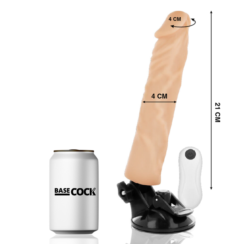 BASECOCK - VIBRADOR REALISTA COM CONTROLO REMOTO NATURAL 21 CM -Ø- 4 CM