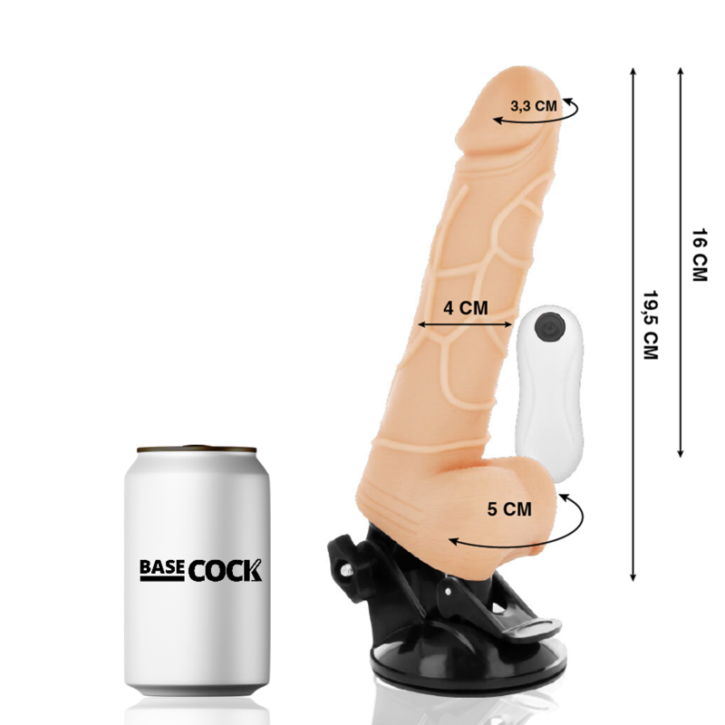 BASECOCK - REALISTIC VIBRATOR WITH NATURAL REMOTE CONTROL WITH TESTICLES 19.5 CM -Ø- 4 CM