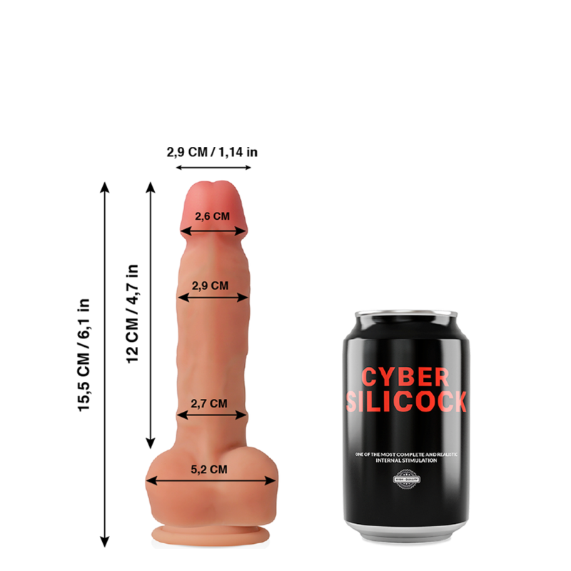 CYBER SILICOCK - ANSEL DILDO ULTRA REALISTA SILICONE LÍQUIDO 15.5 CM x 2.9 CM