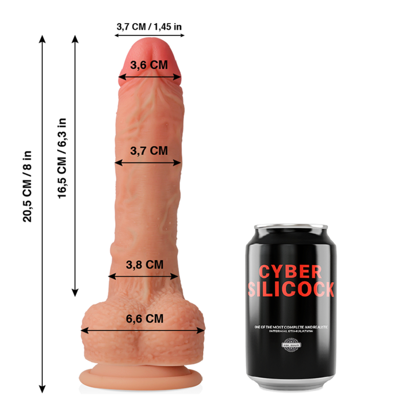 CYBER SILICOCK - CONNOR DILDO ULTRA REALISTA SILICONE LÍQUIDO 20.5 CM x 3.7 CM