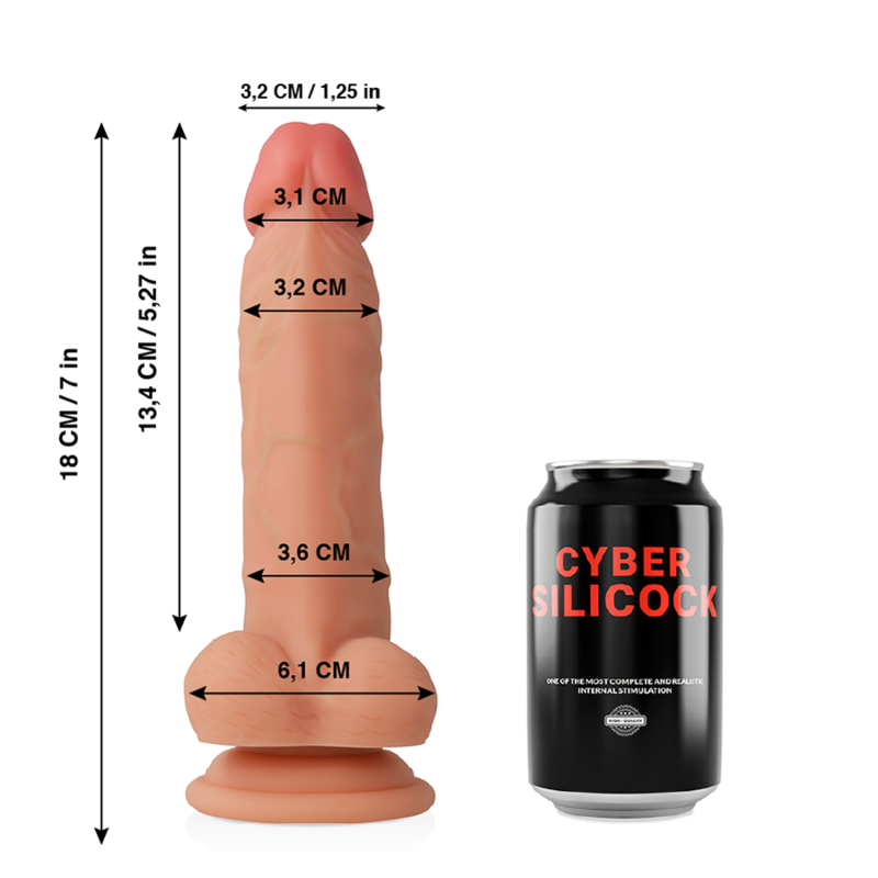 CYBER SILICOCK - JUDE DILDO ULTRA REALISTA SILICONE LÍQUIDO 18 CM x 3.2 CM