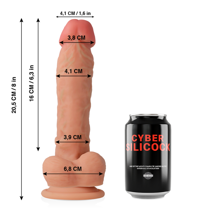 CYBER SILICOCK - DONG ULTRA REALISTA SILICONE LÍQUIDO 20.5 CM x 4.1 CM