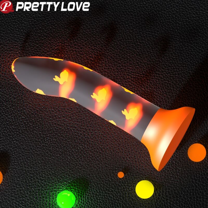 PRETTY LOVE - MAGICAL NIGHTFALL DILDO SEM VIBRAÇÃO LUMINOSO LARANJA