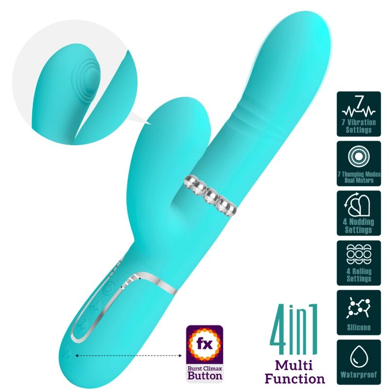 PRETTY LOVE - VIBRADOR PONTO G MULTIFUNÇÕES VERDE ÁGUA