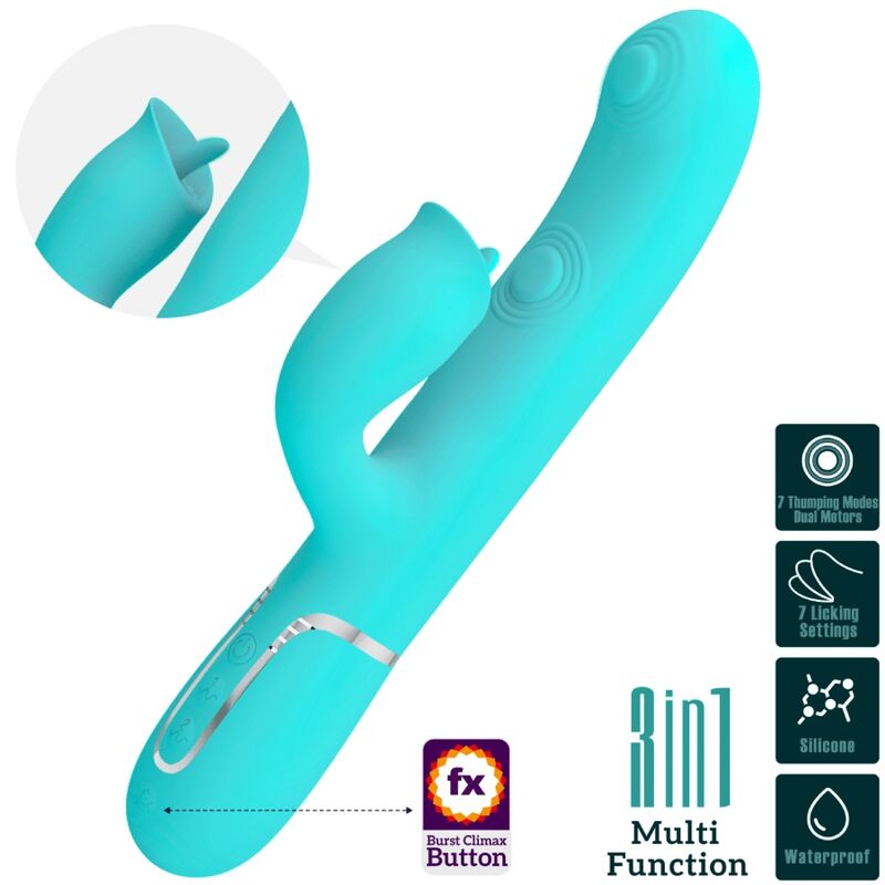 PRETTY LOVE - VIBRADOR RABBIT COM LICKING VERDE ÁGUA